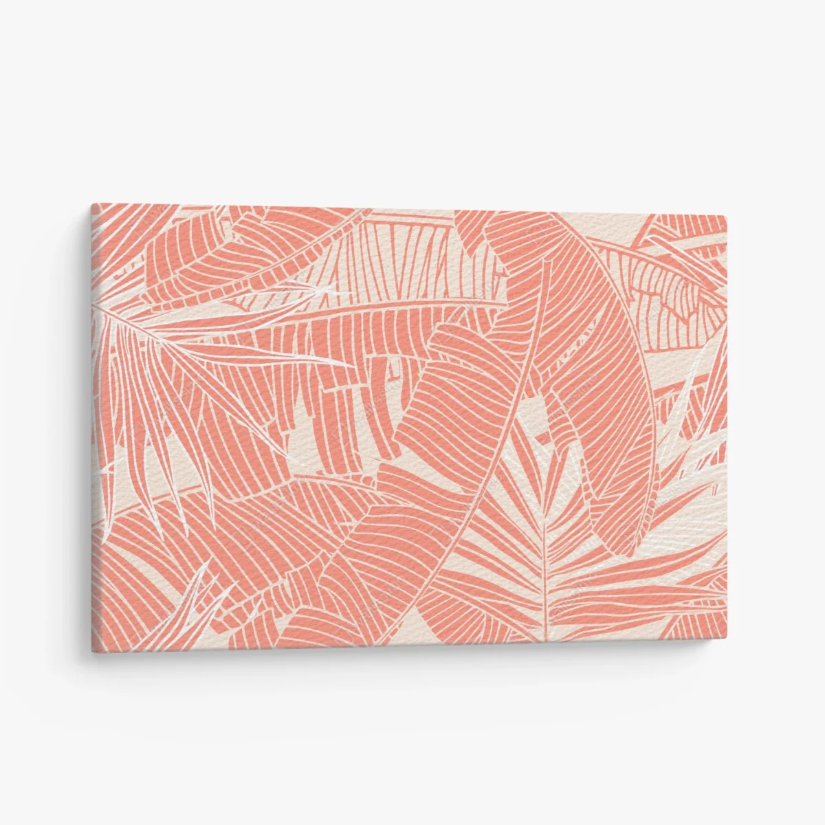 Leinwandbild korallenfarbenes tropisches blattmuster – Wallnifity® Leinwandbild korallenfarbenes tropisches blattmuster – Wallnifity®