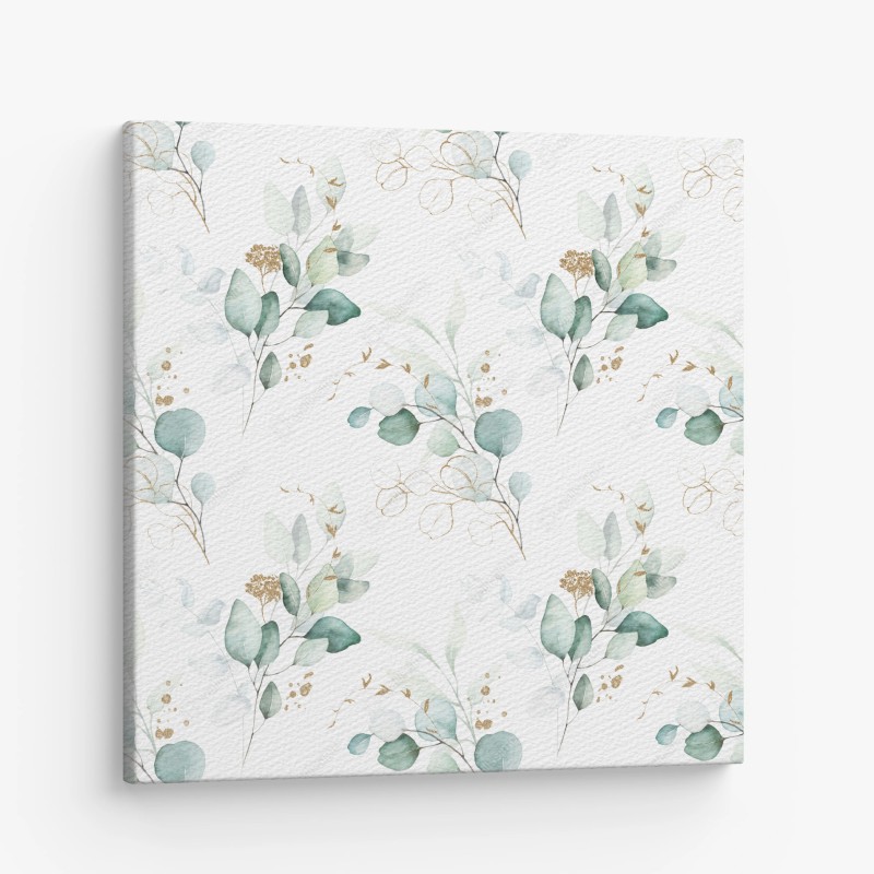 Leinwandbild eukalyptus aquarell muster in grüntönen