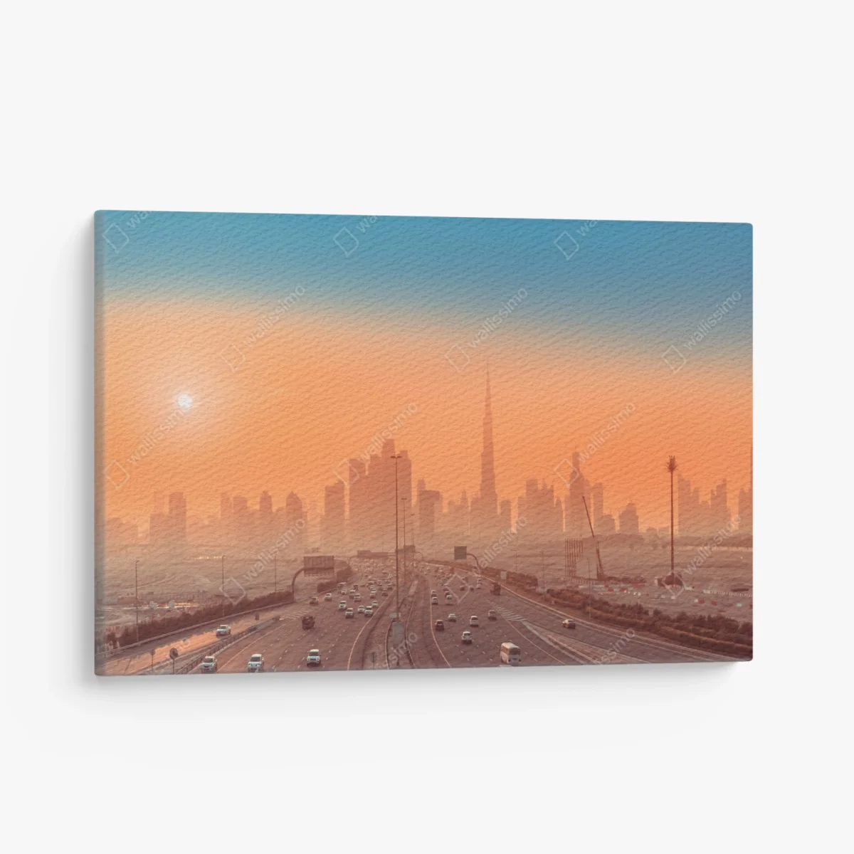 Leinwandbild Dubai skyline bei sonnenaufgang – Wallnifity® Leinwandbild Dubai skyline bei sonnenaufgang – Wallnifity®
