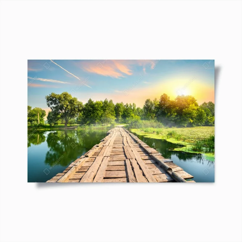 Poster ruhige blaue wellen mit goldakzenten – Wallnifity®