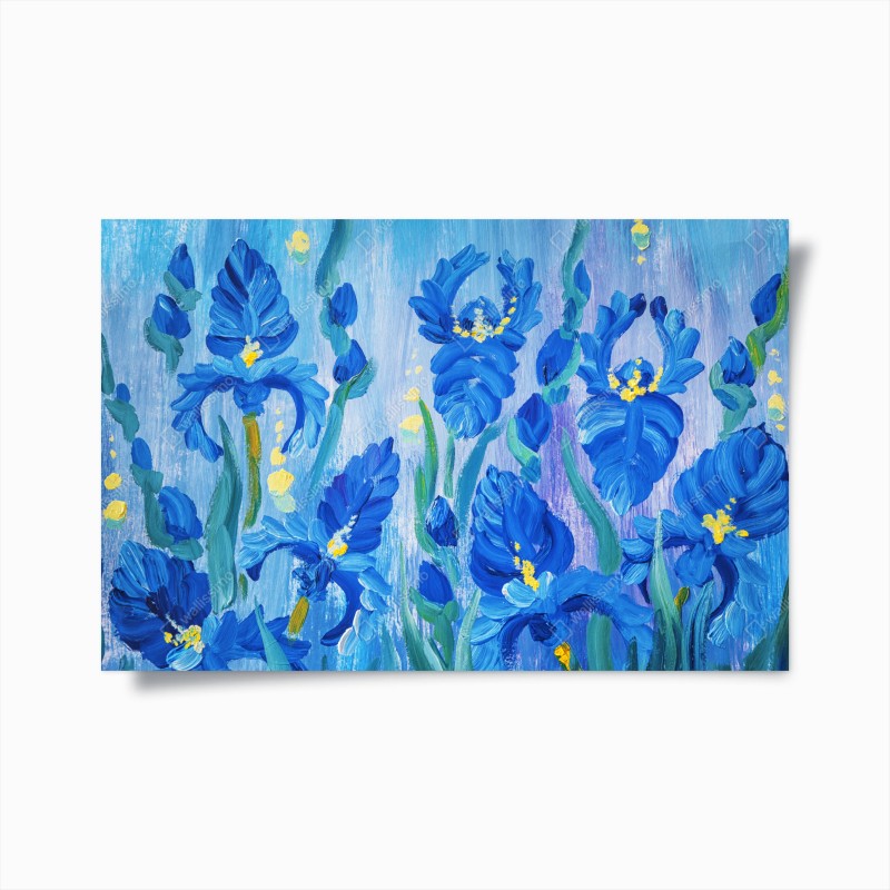 Poster lebendiger blauer iris-bund