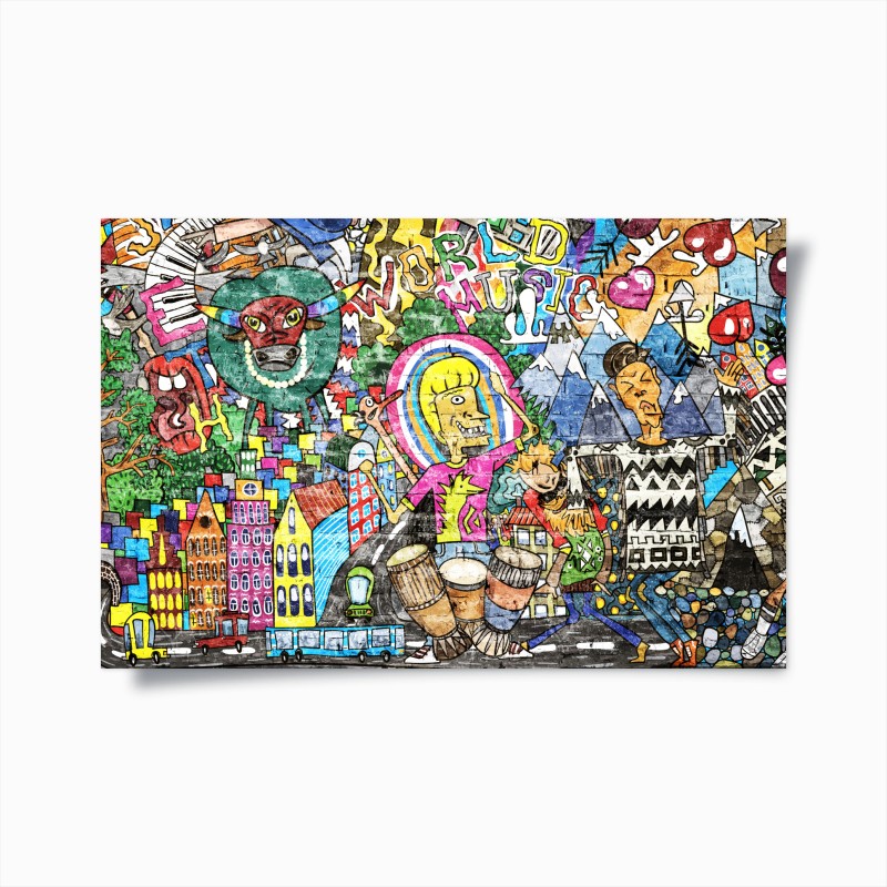 Poster farbenfrohes graffiti-wandbild