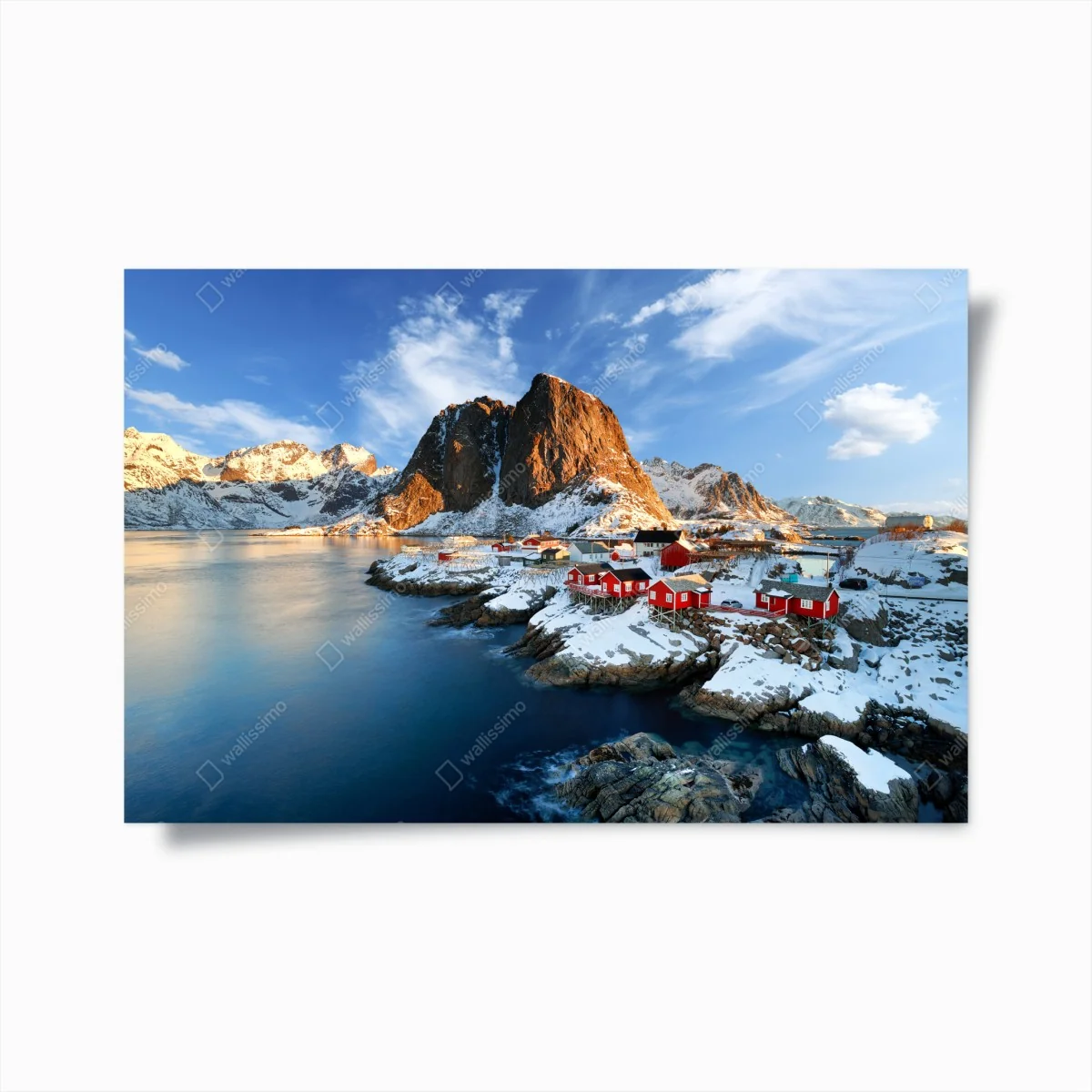 Poster sonnenbeschienenes Hamnøy am fjord – Wallnifity® Poster sonnenbeschienenes Hamnøy am fjord – Wallnifity®