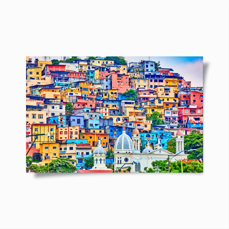 Poster bunte häuser von Las Peñas am Santa Ana hügel, Guayaquil