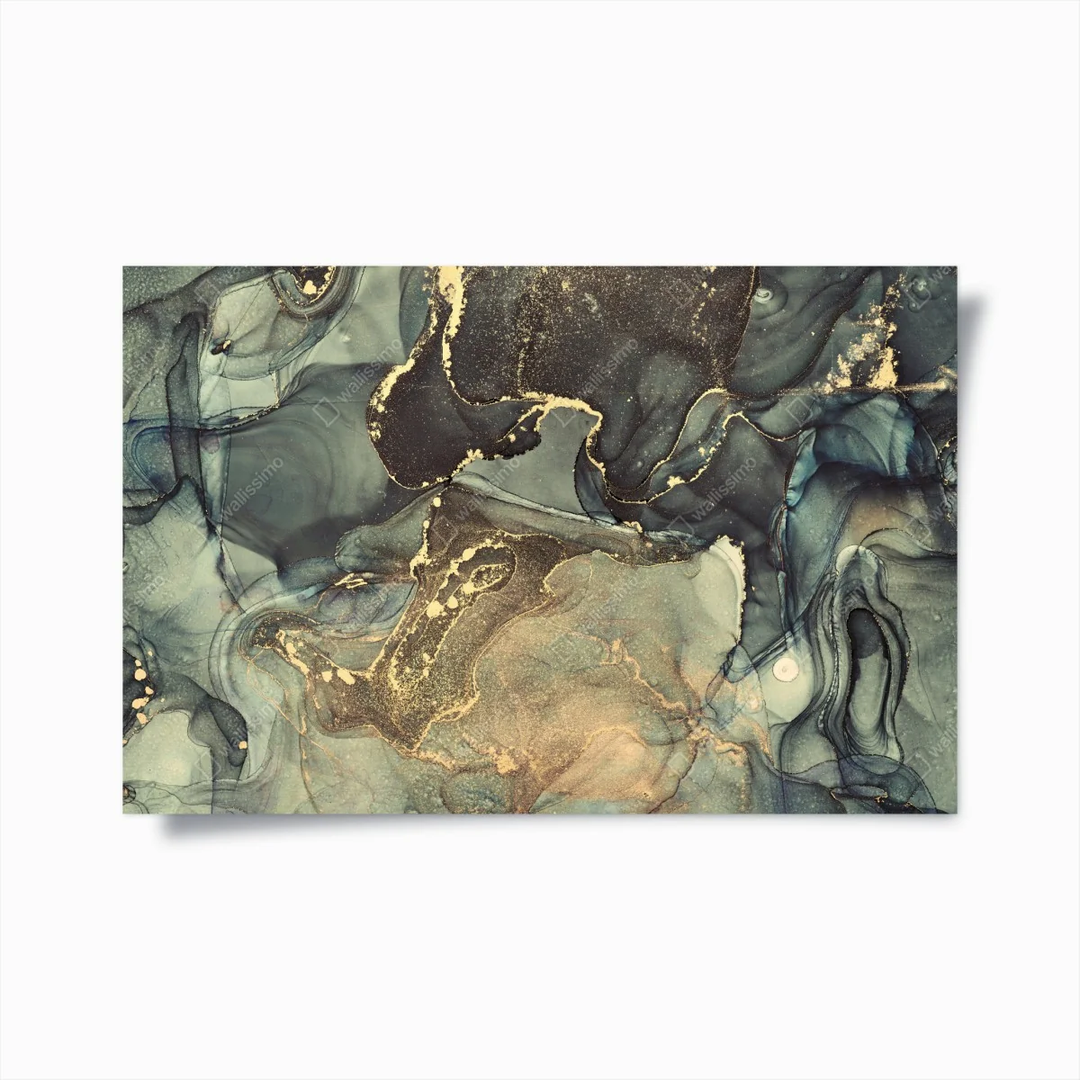 Poster türkis und gold fließende abstraktion – Wallnifity®