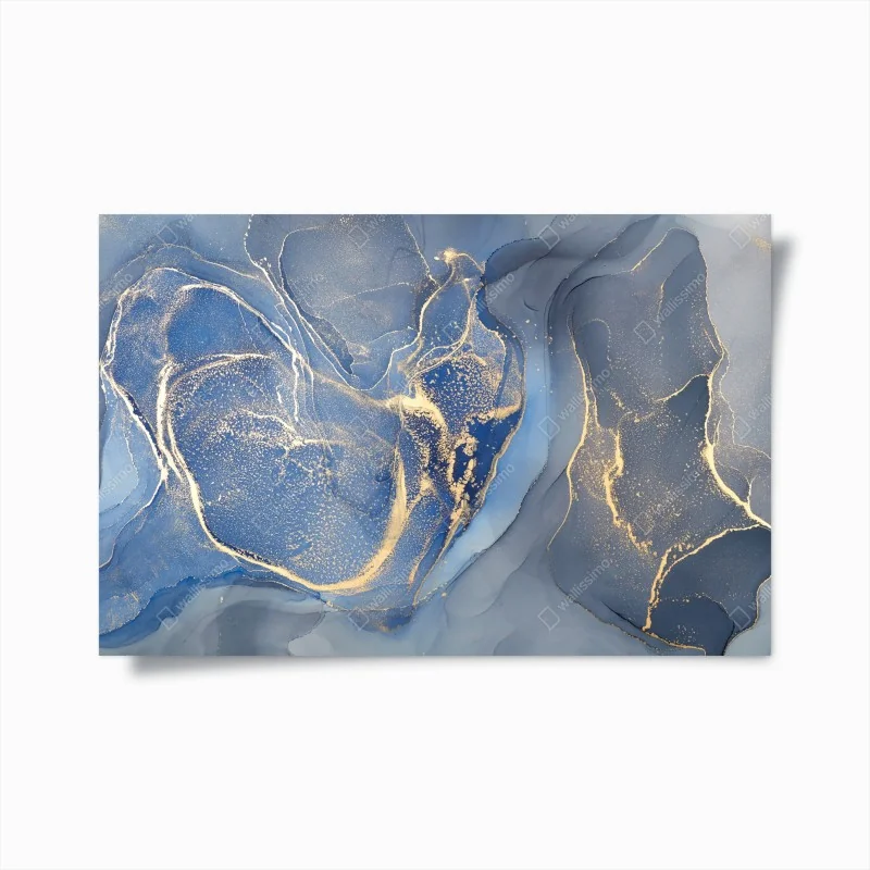 Poster ozeanblauer marmor mit goldenen adern