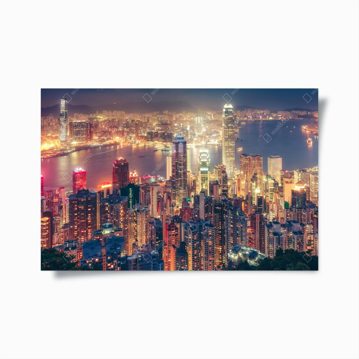 Poster Hongkong skyline bei nacht vom Victoria Peak – Wallnifity® Poster Hongkong skyline bei nacht vom Victoria Peak – Wallnifity®