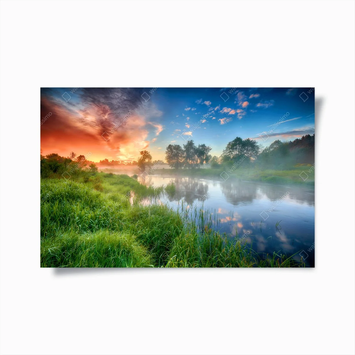 Poster nebel bei sonnenaufgang am flussufer – Wallnifity® Poster nebel bei sonnenaufgang am flussufer – Wallnifity®