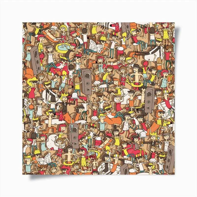 Poster verspieltes party-muster mit menschen