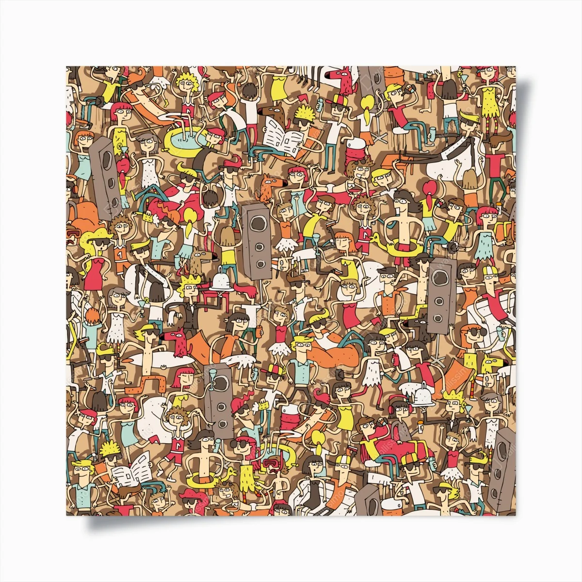 Poster verspieltes party-muster mit menschen – Wallnifity® Poster verspieltes party-muster mit menschen – Wallnifity®