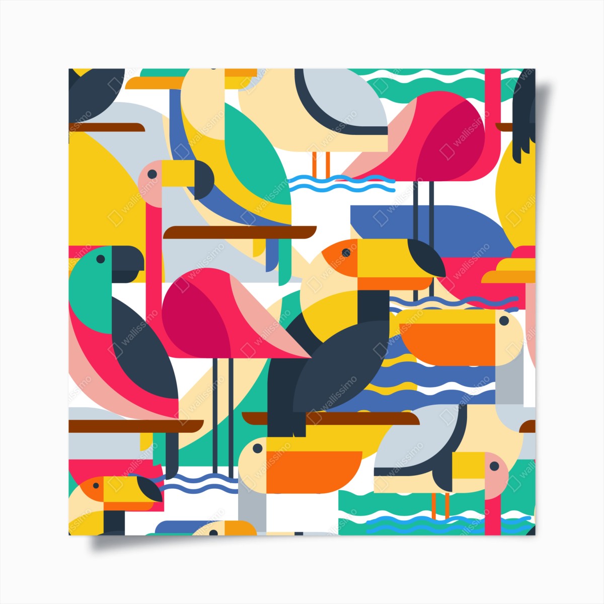 Poster tropisches geometrisches vogelmuster – Wallnifity®