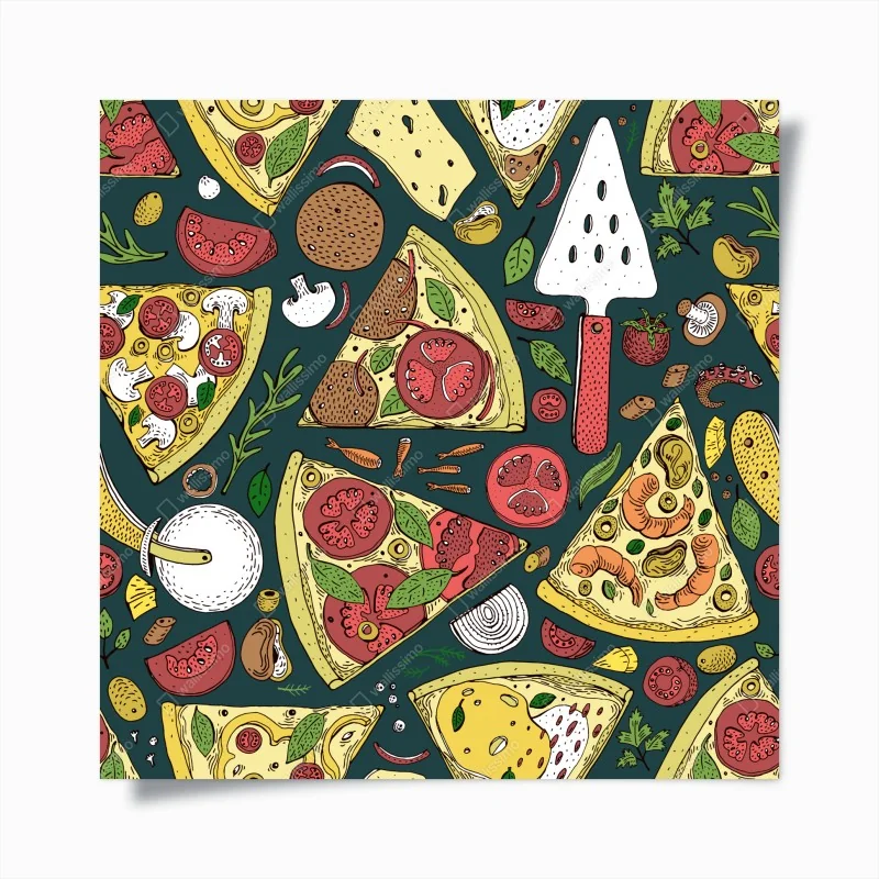 Poster buntes muster mit pizzastücken