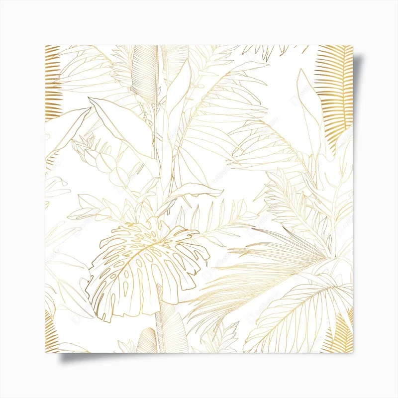 Poster goldene tropische blätter line art