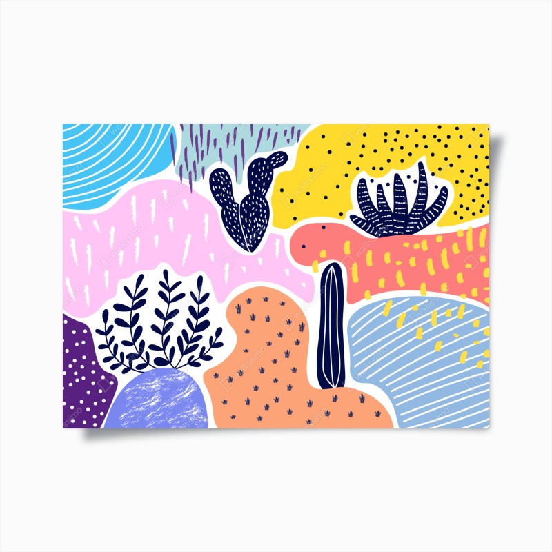 Poster verspieltes abstraktes botanikmuster