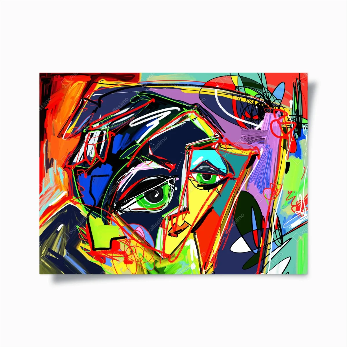 Poster farbenfrohes abstraktes gesichtsporträt – Wallnifity®