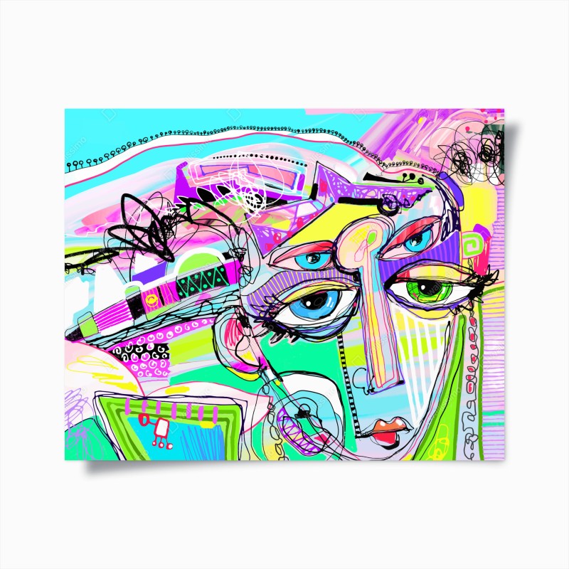 Poster buntes abstraktes gesichtsporträt