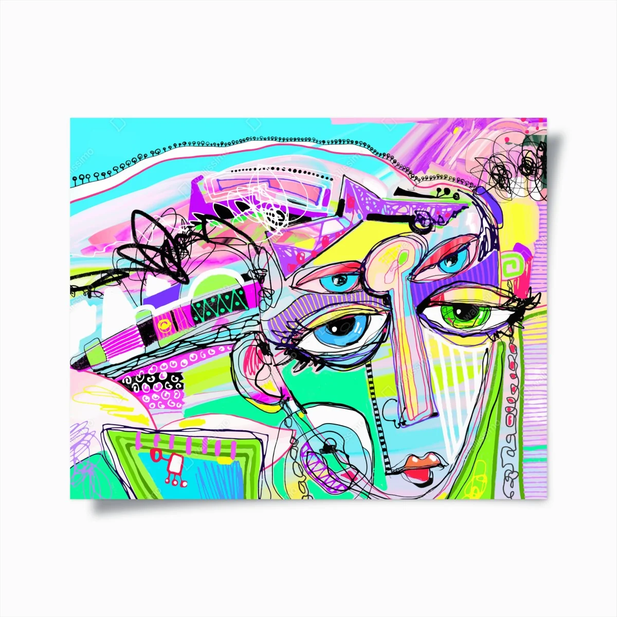 Poster buntes abstraktes gesichtsporträt – Wallnifity® Poster buntes abstraktes gesichtsporträt – Wallnifity®