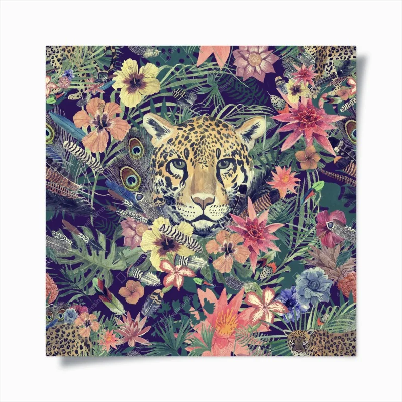 Poster vintage aquarell leopard im tropischen dschungel