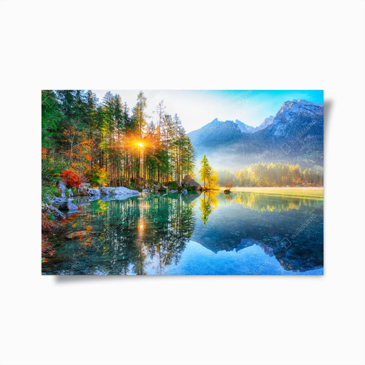 Poster Hintersee herbstlicher sonnenaufgang über dem türkisfarbenen see – Wallnifity® Poster Hintersee herbstlicher sonnenaufgang über dem türkisfarbenen see – Wallnifity®