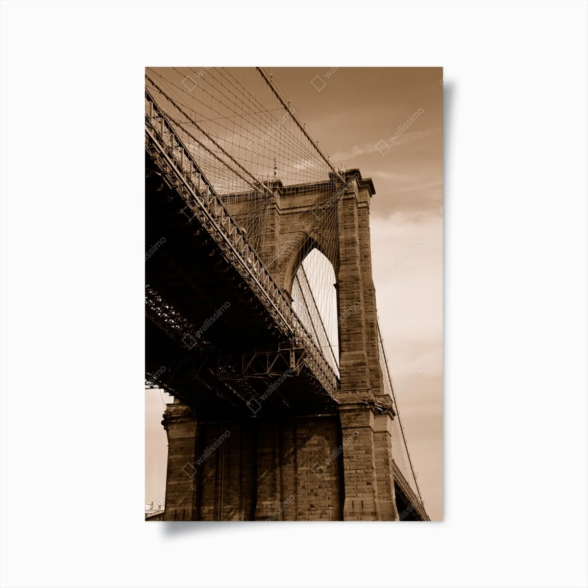 Poster sepia ansicht der Brooklyn Bridge – Wallnifity®