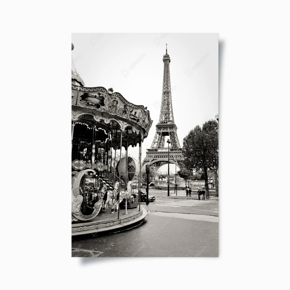 Poster Eiffelturm und karussell in Paris – Wallnifity® Poster Eiffelturm und karussell in Paris – Wallnifity®