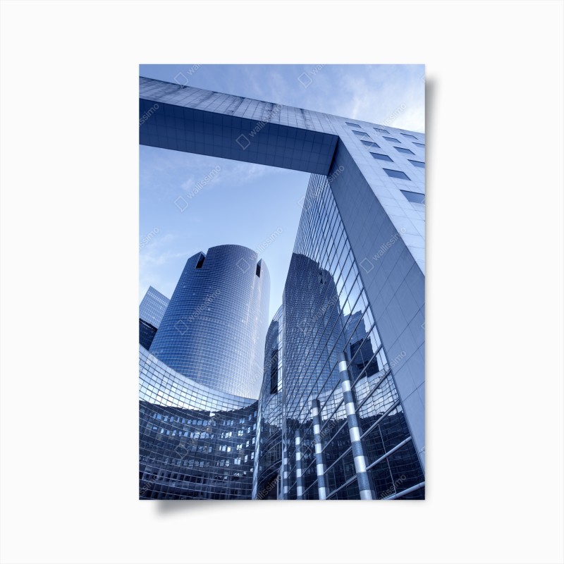 Poster moderne blaue stadtsilhouette