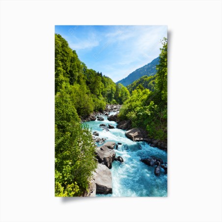 Poster gletscherfluss im grünen tal – Wallnifity®
