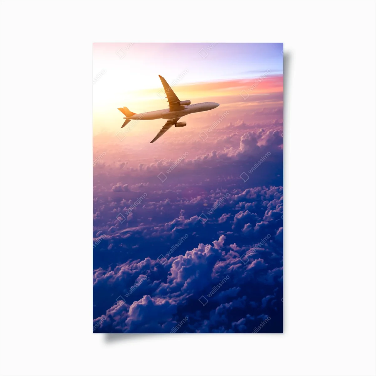 Poster flugzeug über den wolken bei sonnenaufgang – Wallnifity®