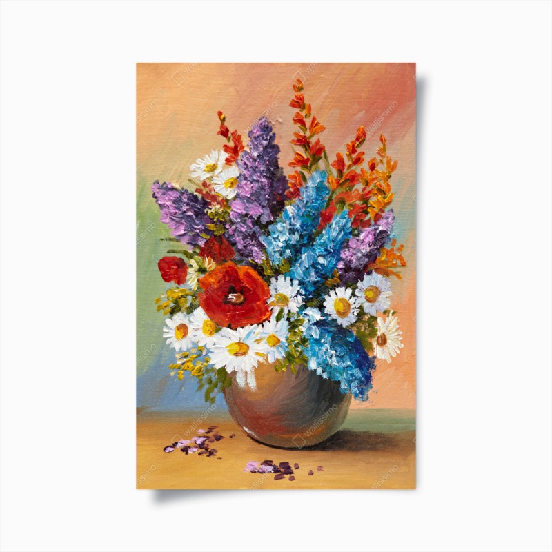 Poster farbenfroher blumenstrauß in vase
