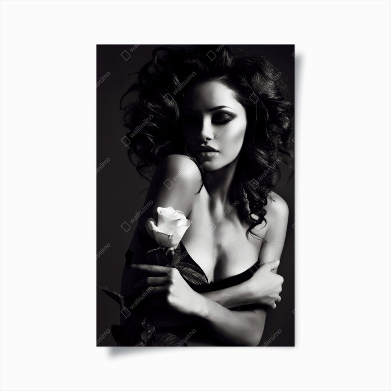 Poster monochrome feder mit wassertropfen – Wallnifity®