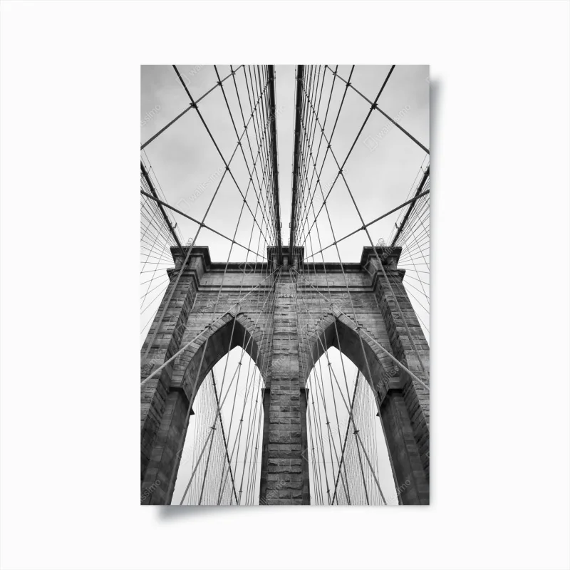 Poster perspektive der Brooklyn Bridge in monochrom