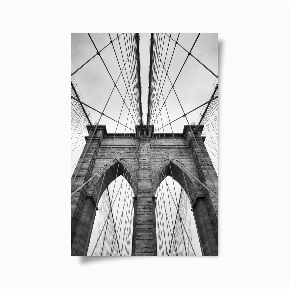 Poster perspektive der Brooklyn Bridge in monochrom – Wallnifity®
