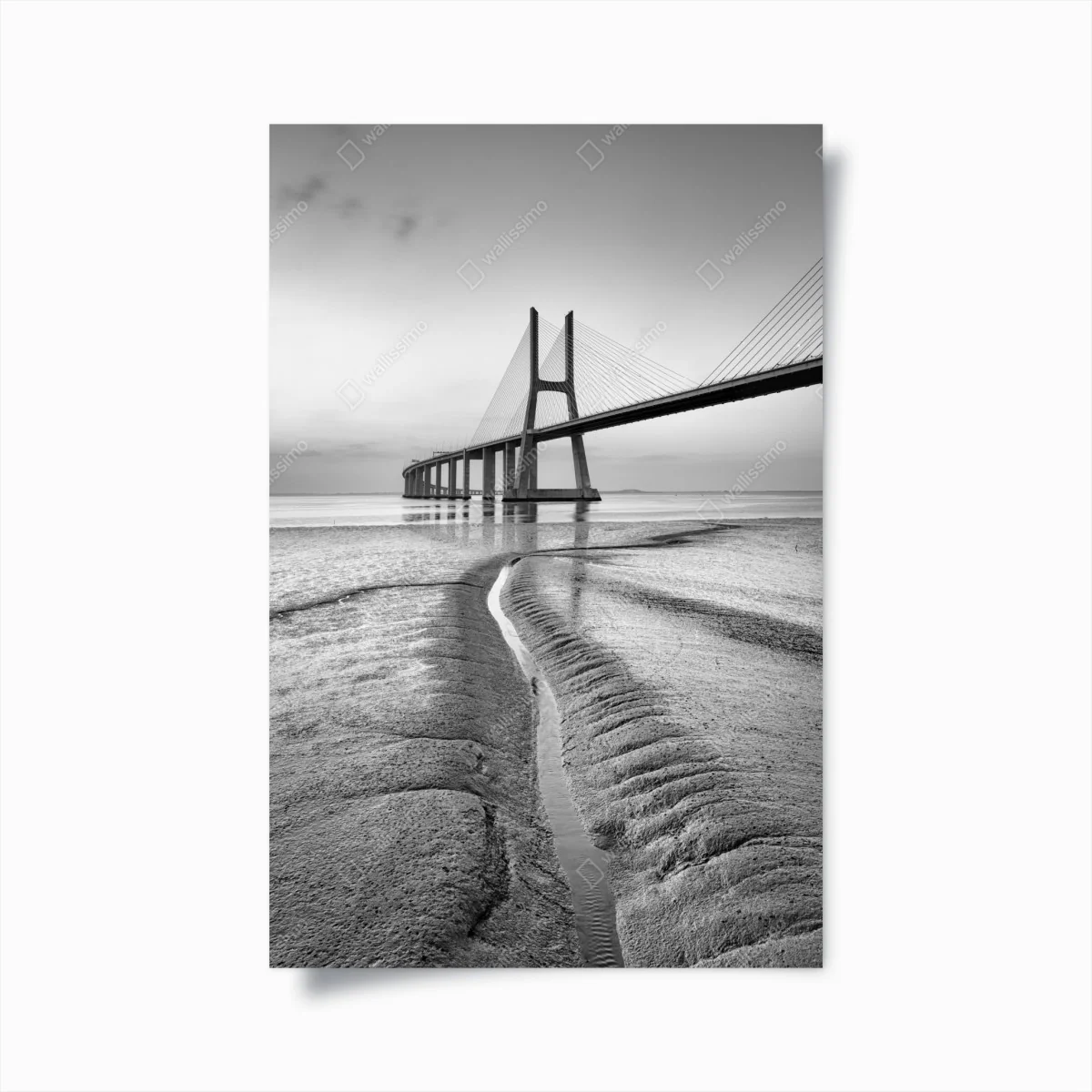 Poster minimalistische seilbrücke in monochrom – Wallnifity®
