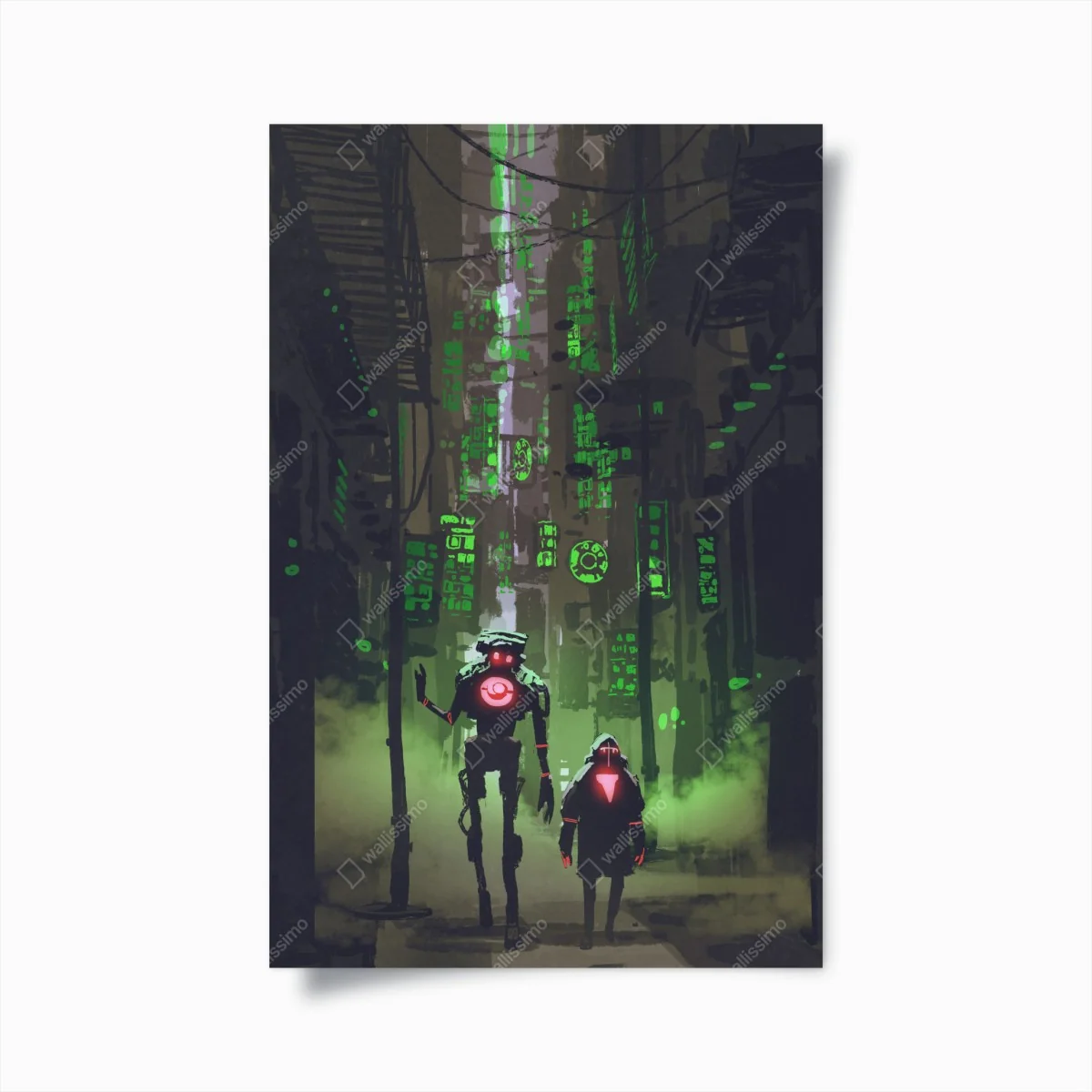 Poster roboter in der neon gasse – Wallnifity®