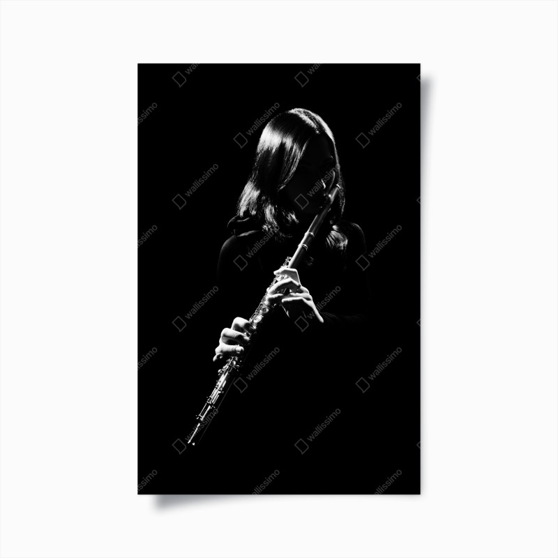 Poster elegante flötensilhouette