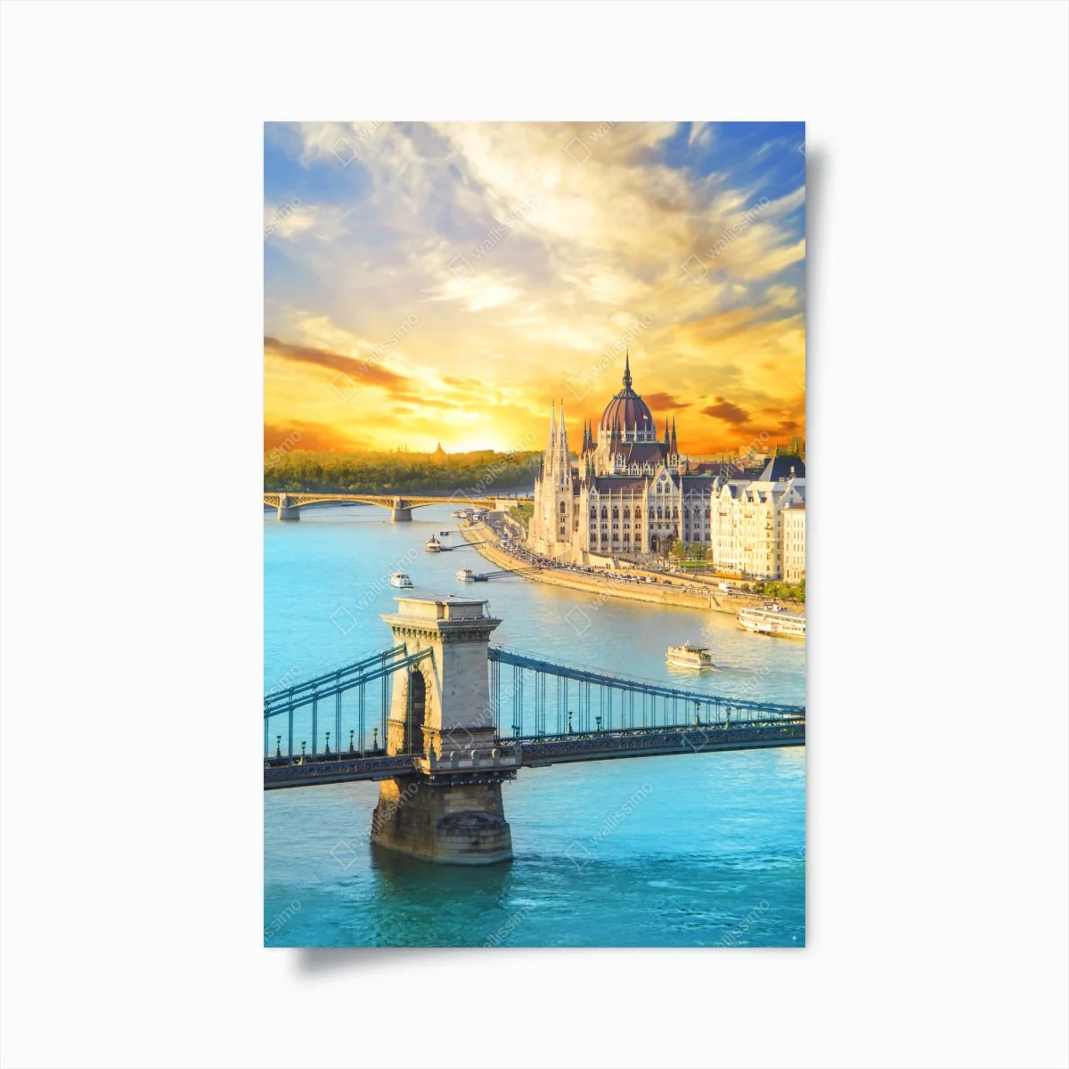 Poster sonnenuntergang über Budapest und der Kettenbrücke – Wallnifity®