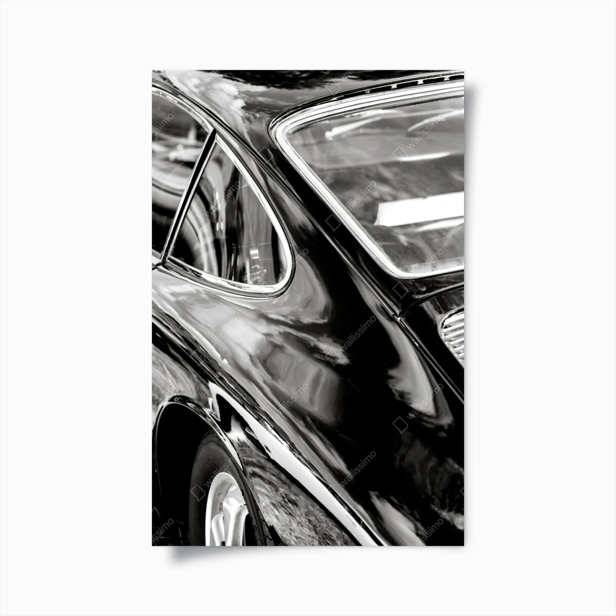 Poster oldtimer rückansicht detail in schwarzweiß – Wallnifity®