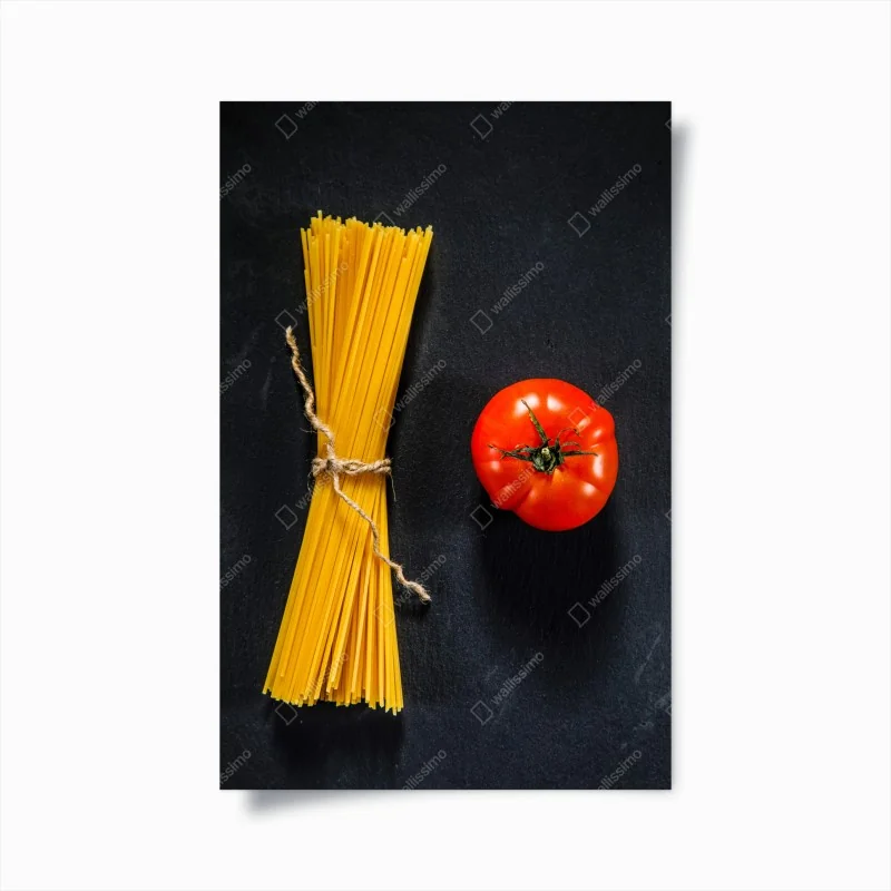 Poster minimalistische spaghetti- und tomatenkomposition