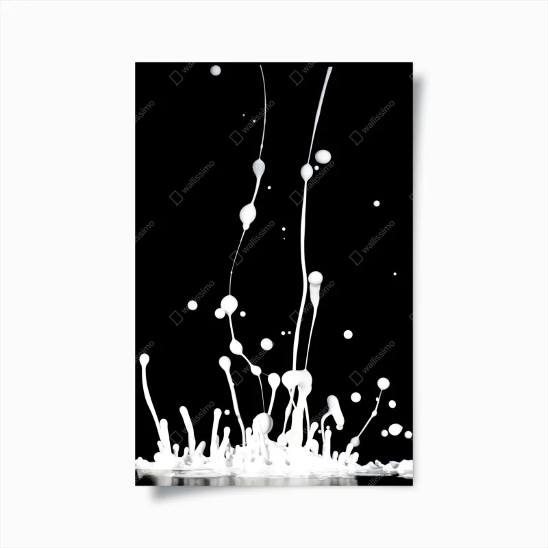 Poster zarte löwenzahnsamen auf schwarzem hintergrund – Wallnifity®