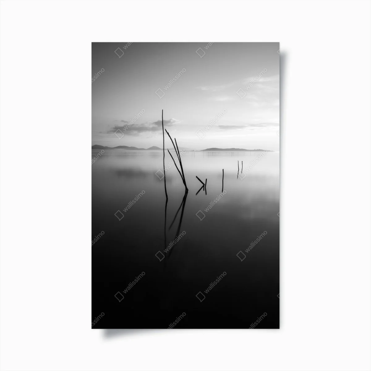 Poster ruhiger monochromer see mit reflexionen – Wallnifity®