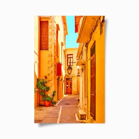 Poster sonnige gelbe gasse in Rethymno, Kreta – Wallnifity®