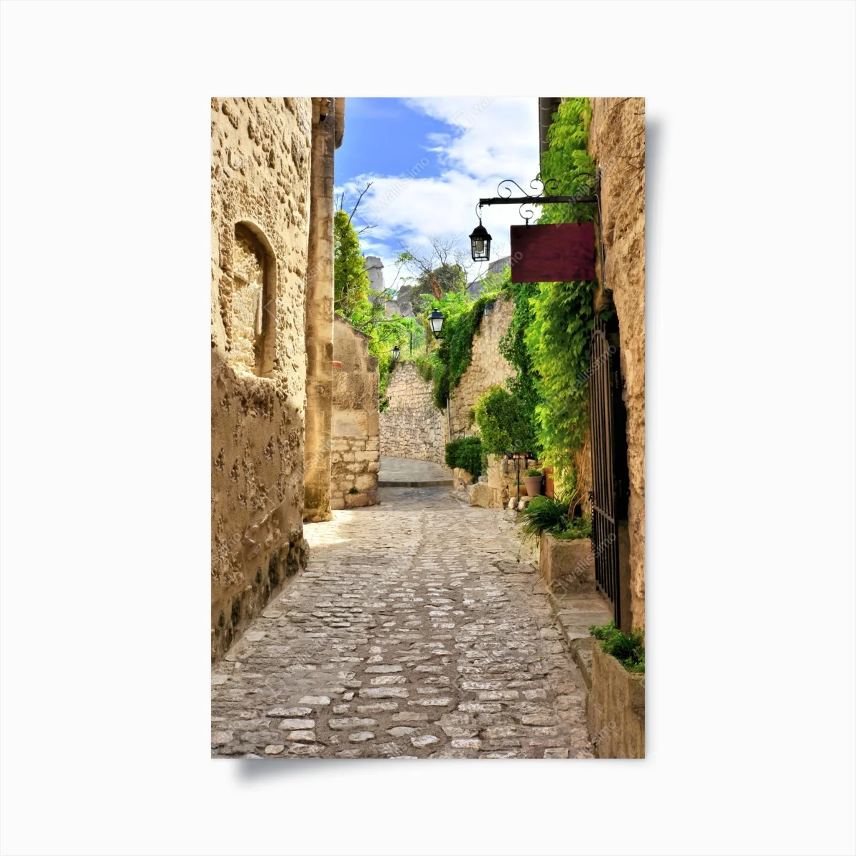 Poster reizende kopfsteinpflasterstraße in Les Baux de Provence – Wallnifity® Poster reizende kopfsteinpflasterstraße in Les Baux de Provence – Wallnifity®