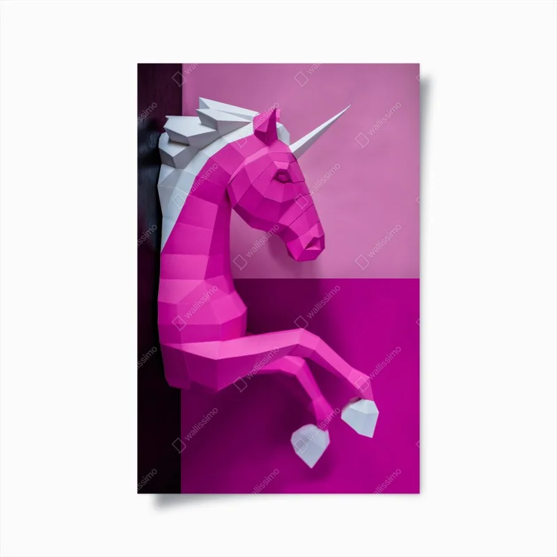 Poster rosa geometrisches einhorn wanddekoration