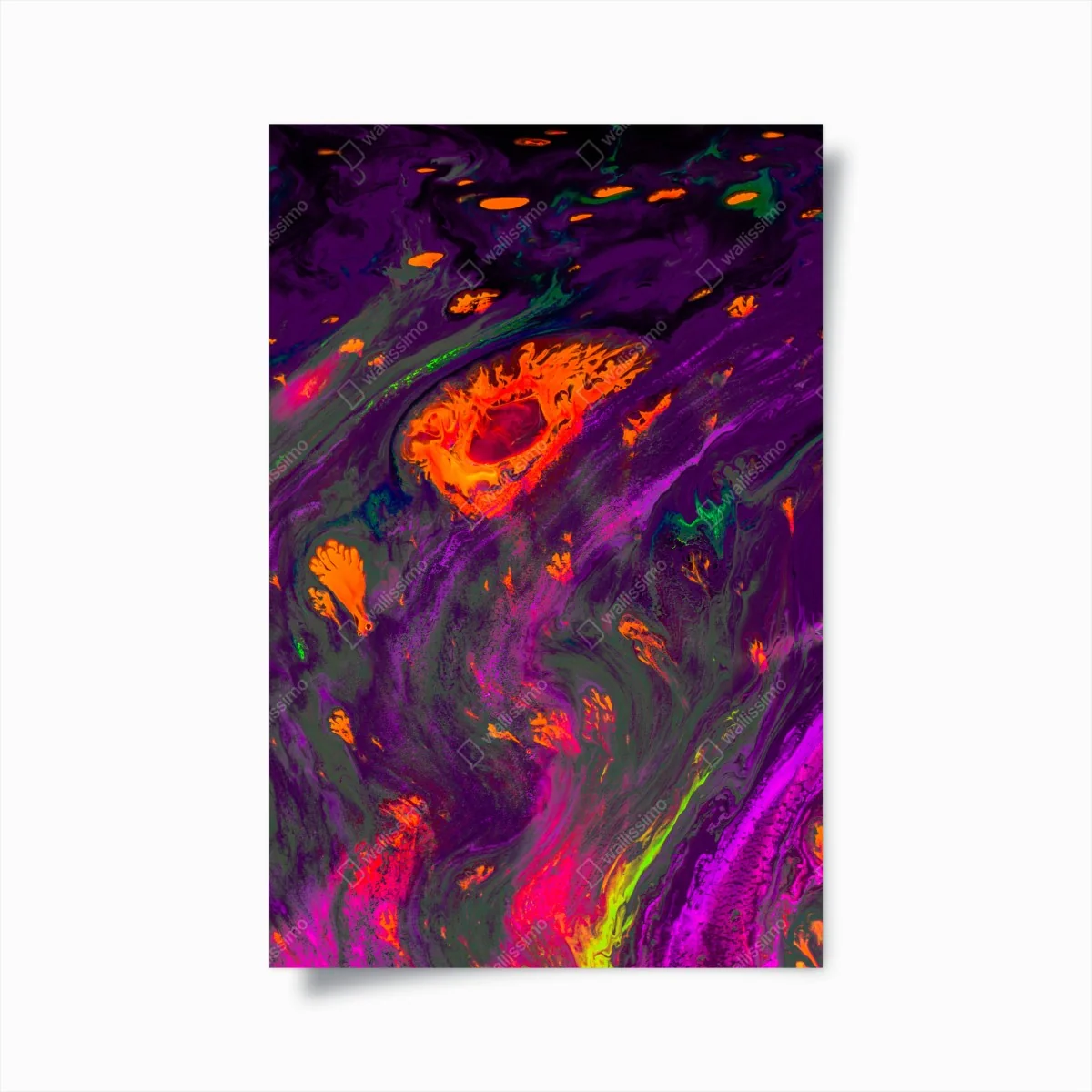 Poster traditionelle ebru abstrakte marmormuster in lila und orange – Wallnifity®