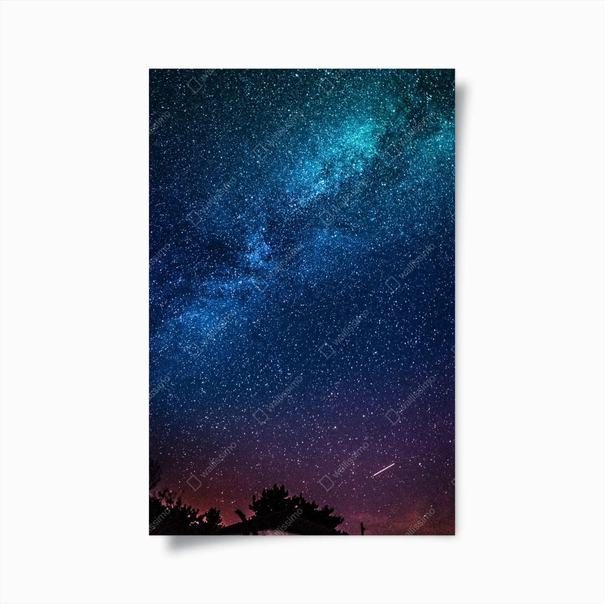 Poster tiefblauer nachthimmel mit milchstraße und sternschnuppe – Wallnifity®