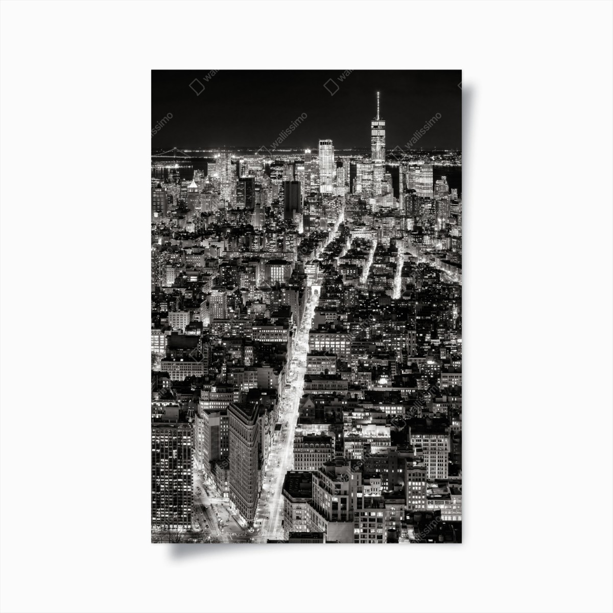 Poster monochrome stadtansicht bei nacht – Wallnifity®