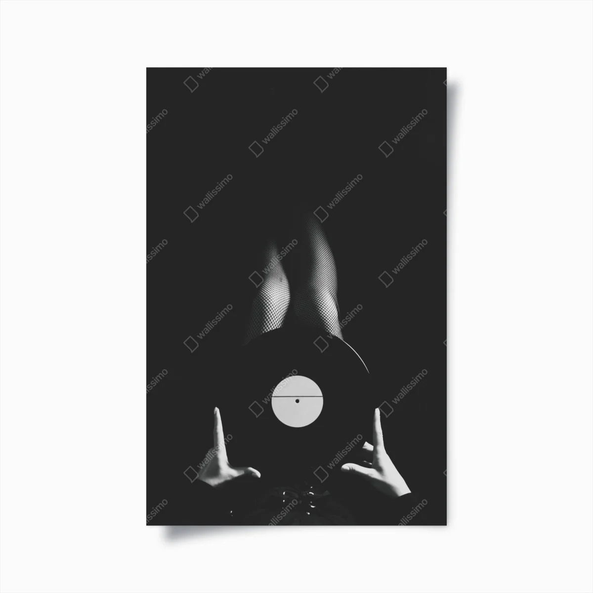 Poster schallplatte und beine in netzstrümpfen – Wallnifity®