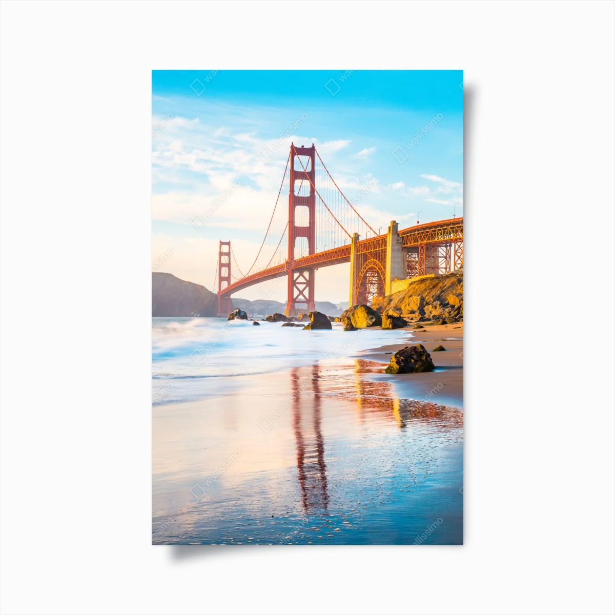 Poster goldene stunde an der Golden Gate Bridge, Baker Beach – Wallnifity® Poster goldene stunde an der Golden Gate Bridge, Baker Beach – Wallnifity®