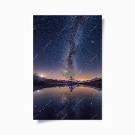 Poster milchstraße über alpengipfel gespiegelt im see – Wallnifity®