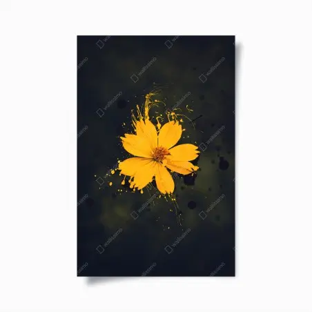 Poster leuchtende gelbe blüte auf dunklem hintergrund – Wallnifity®